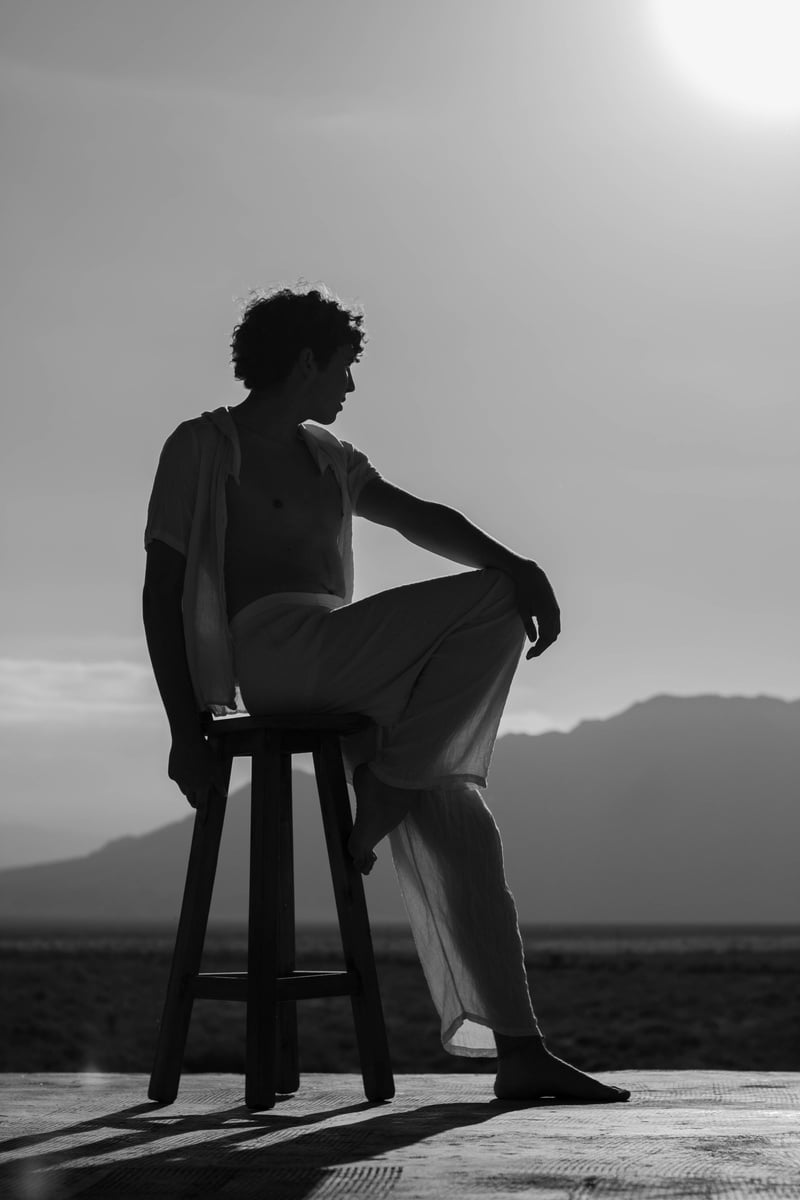 Male Model Posing on Stool